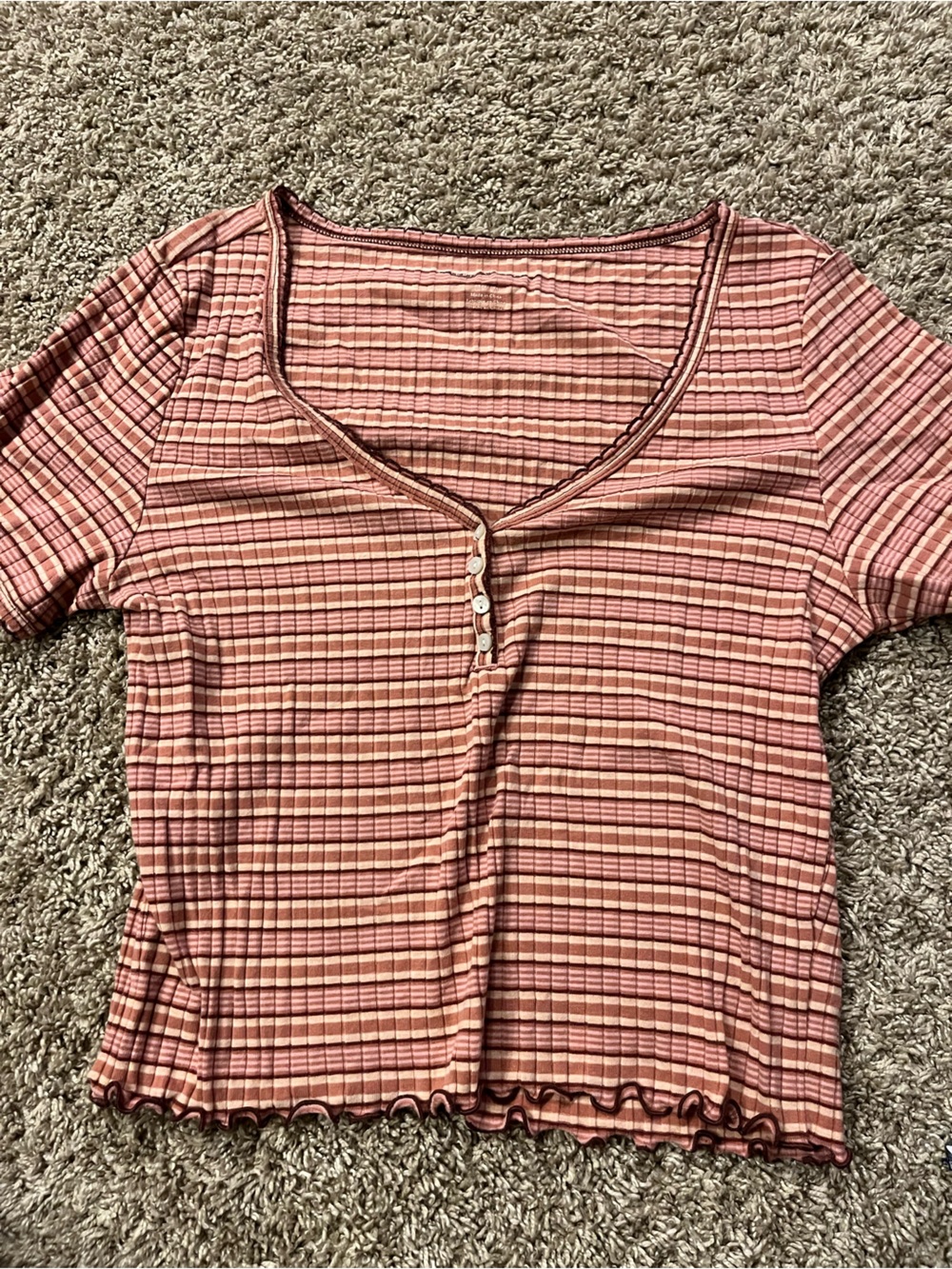 aerie Ribbed Pink & Cream Striped Tank Top